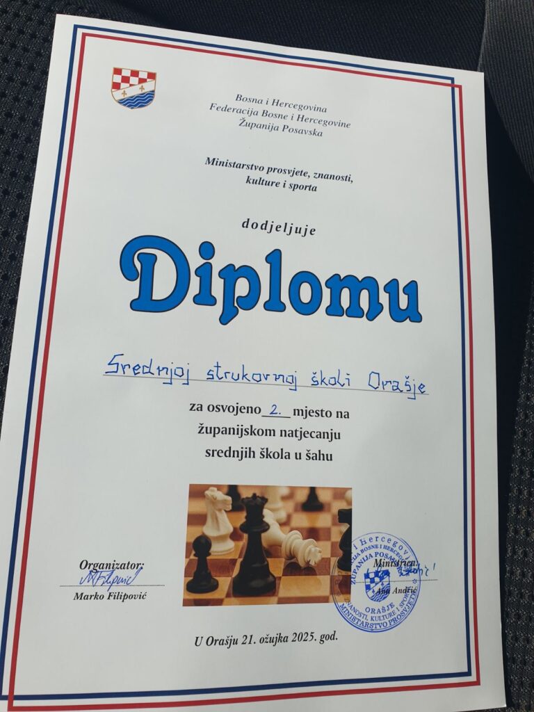 EKIPNO ŠAHOVSKO PRVENSTVO ZA UČENIKE SREDNJIH ŠKOLA ŽP I ŽUPANIJSKO NATJECANJE IZ ODBOJKE (M)