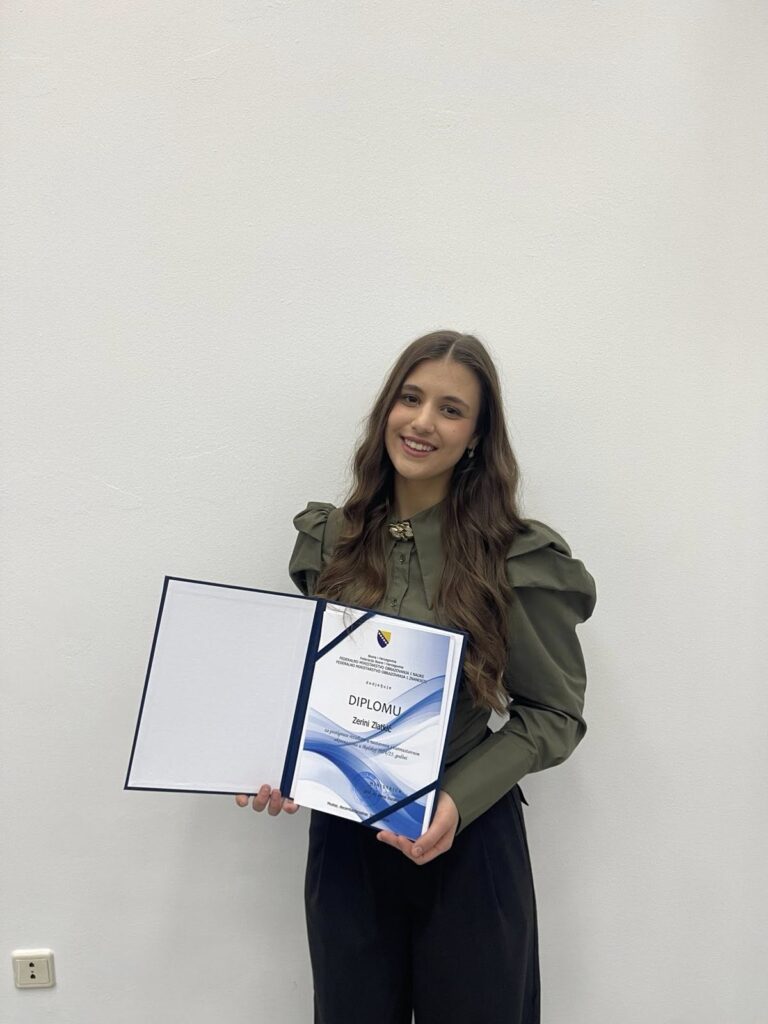 NAŠA UČENICA ZERINA ZLATKIĆ MEĐU NAJBOLJIM U FEDERACIJI BIH